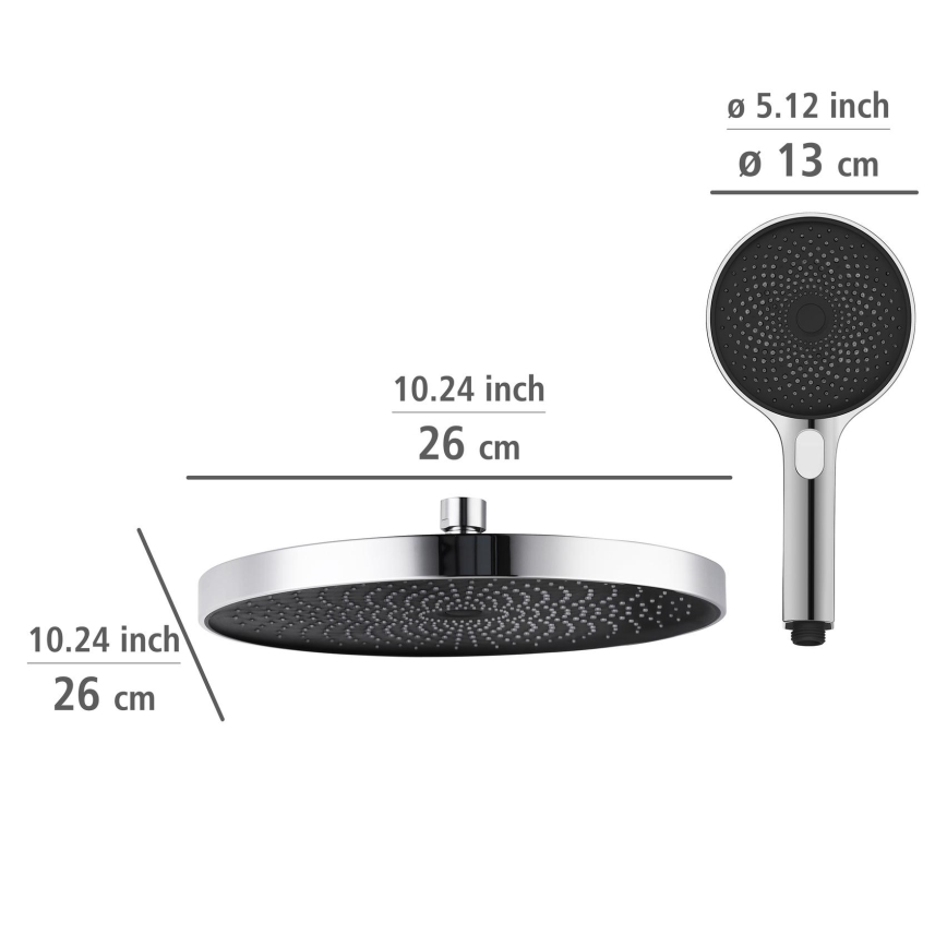 WENKO 25312100 - Douchekolom SOFTWATER 12x120 cm glanzend chroom