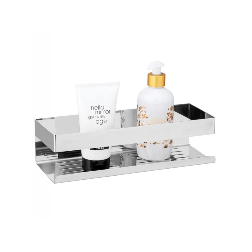 WENKO 25413100-Plank TURBO-LOC GENOVA SHINE 30x10,5 cm zilver