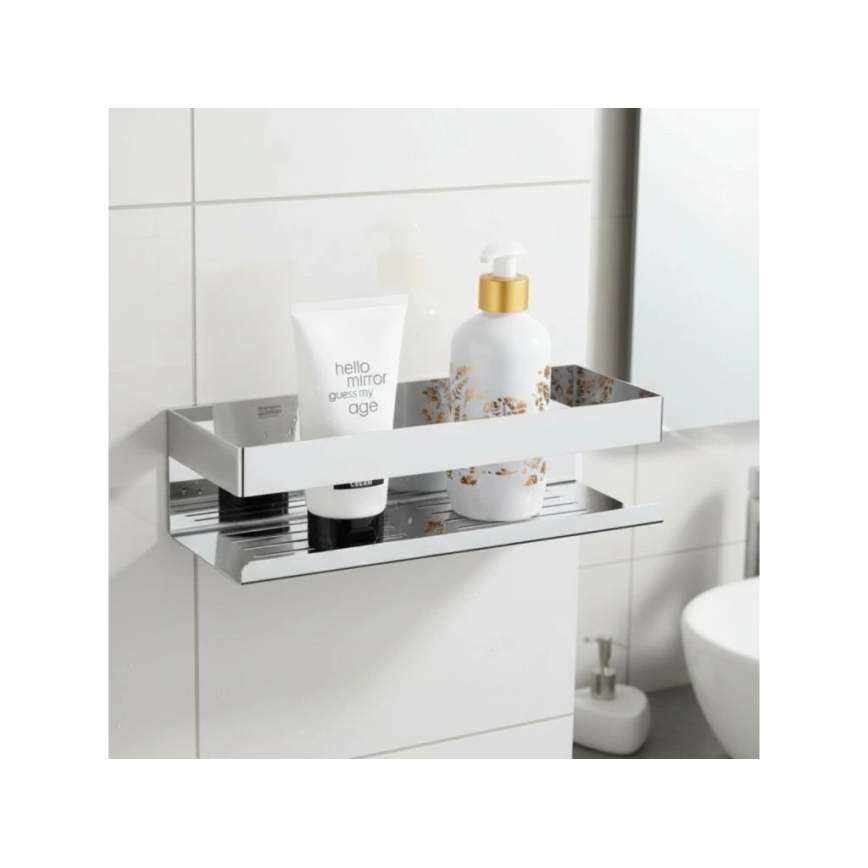 WENKO 25413100-Plank TURBO-LOC GENOVA SHINE 30x10,5 cm zilver