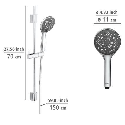 WENKO 25452100 - Doucheset WATERSAVING SYSTEM 70 cm zilver
