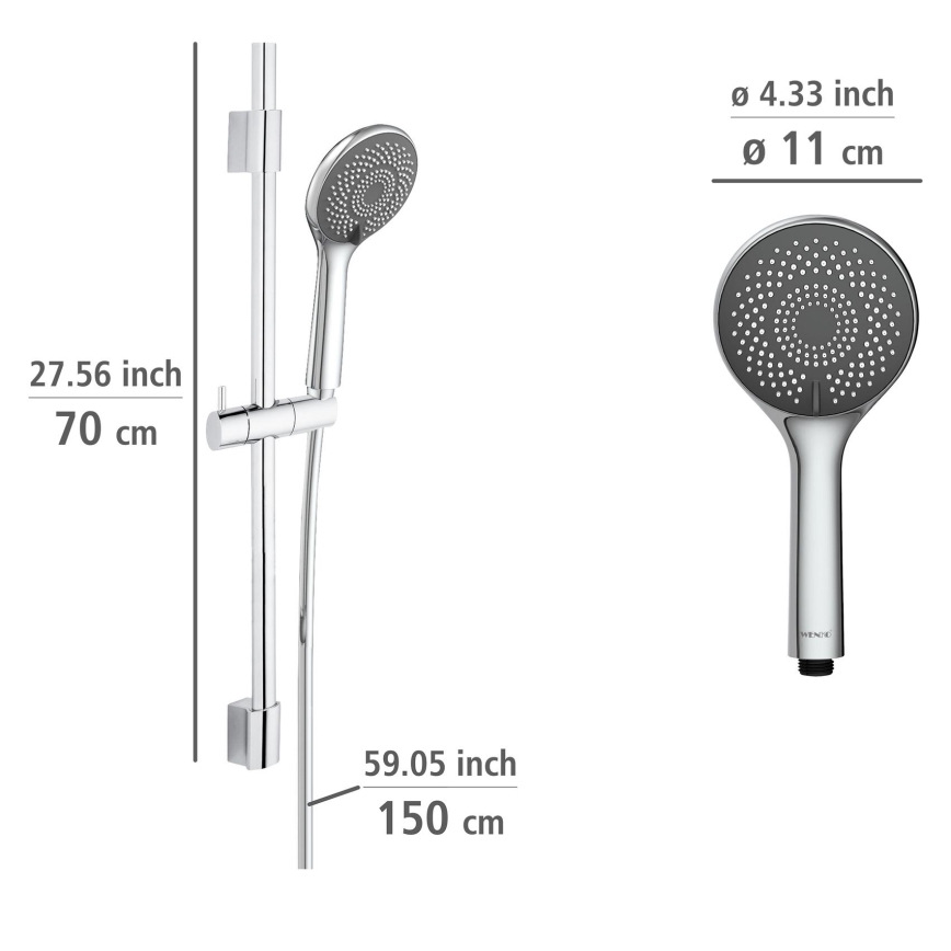 WENKO 25452100 - Doucheset WATERSAVING SYSTEM 70 cm zilver