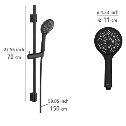 WENKO 25453100 - Doucheset WATERSAVING SYSTEM 70 cm zwart