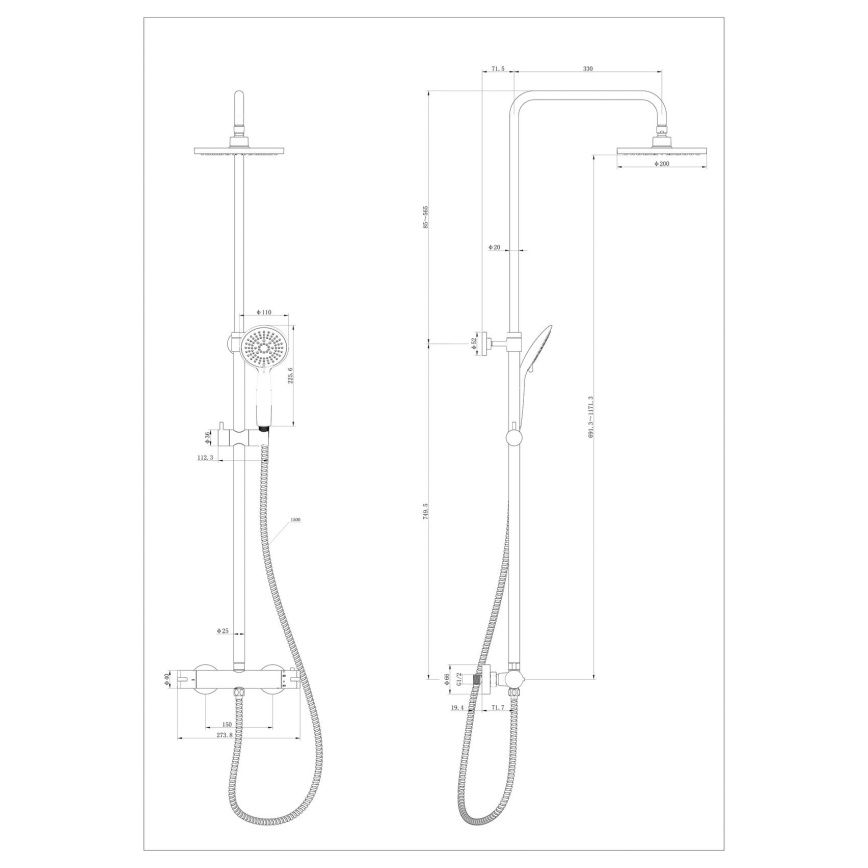 WENKO 25483100 - Douchesysteem WATERSAVING SYSTEM 120 cm glanzend chroom