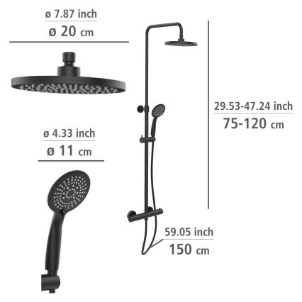 WENKO 25484100 - Douchesysteem WATERSAVING SYSTEM 12x120 cm zwart
