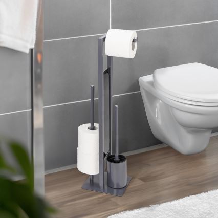 WENKO 25552100 - WC-borstel RIVALTA 18x70 cm grijs/zwart