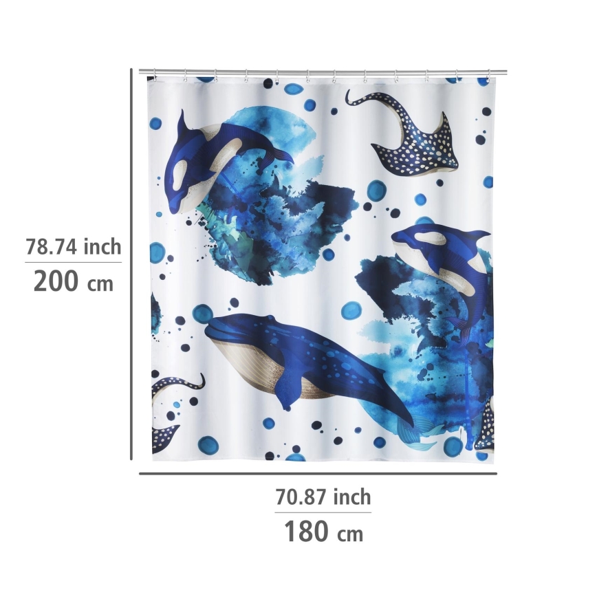 WENKO 25749100 - Douchegordijn AQUARIS 180x200 cm veelkleurig