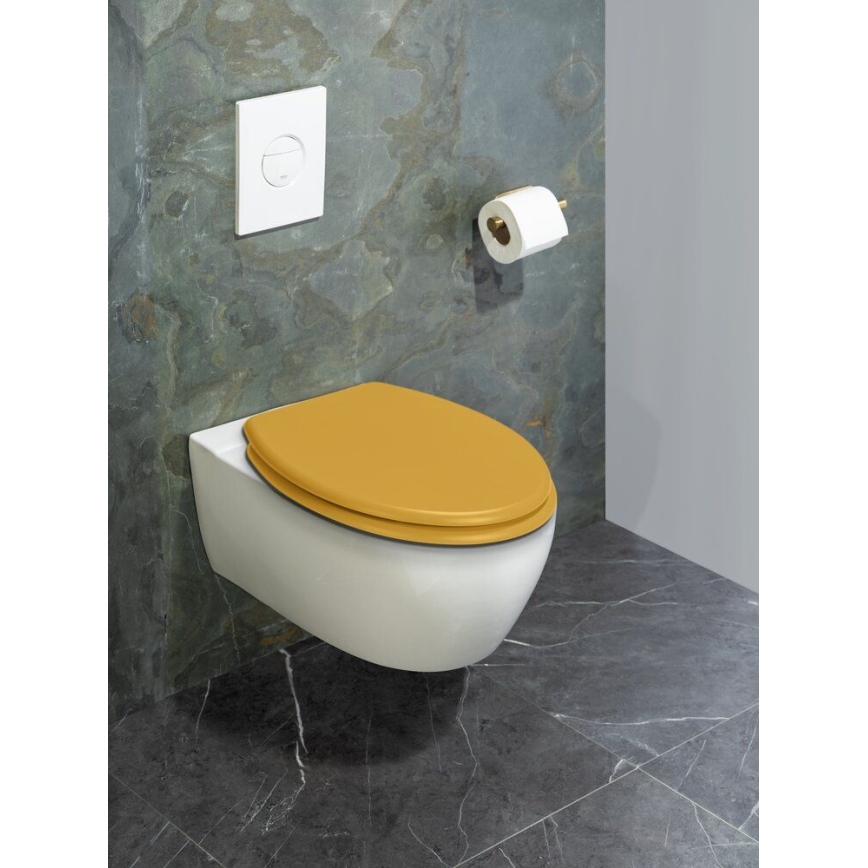 WENKO 25792100 - WC-bril PRIMA 37x41 cm geel/zilver