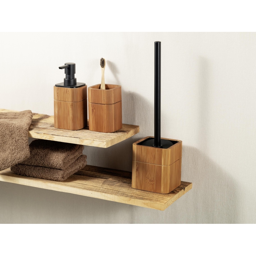 WENKO 26102100 - Zeepdispenser SERRO 7,5x16,5 cm bruin/zwart