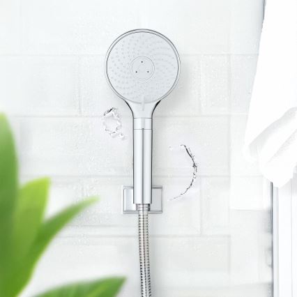 WENKO 26362100 - Douchekop WATERSAVING SYSTEM 12x12 cm glanzend chroom/wit