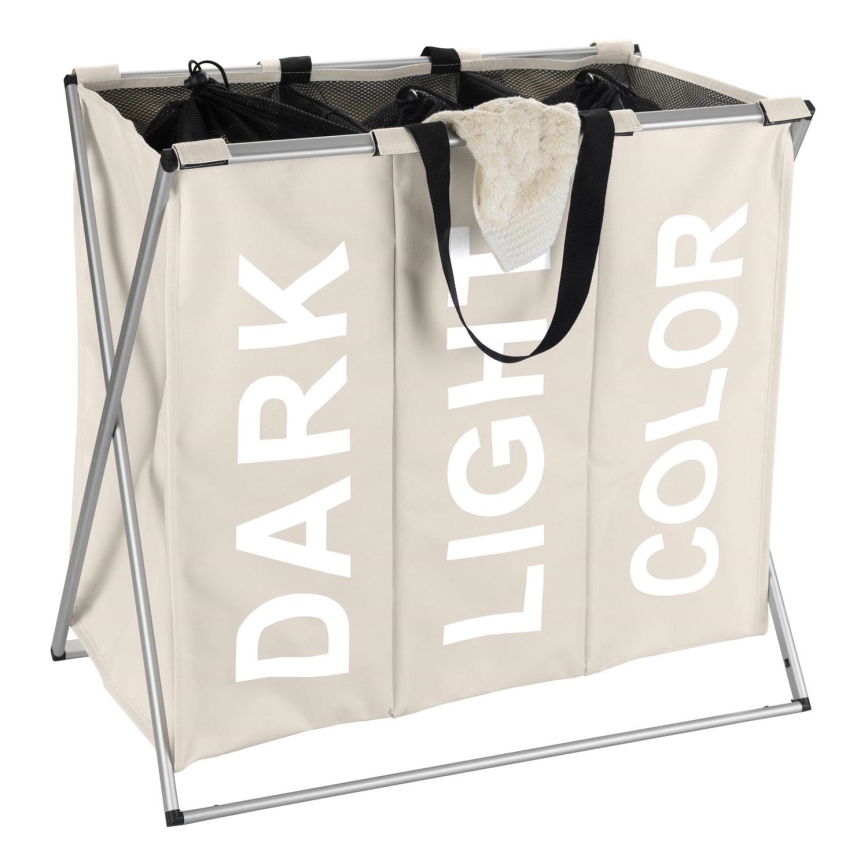 WENKO 3440113100 - Wasmand TRIO 63x57 cm beige/zwart/zilver