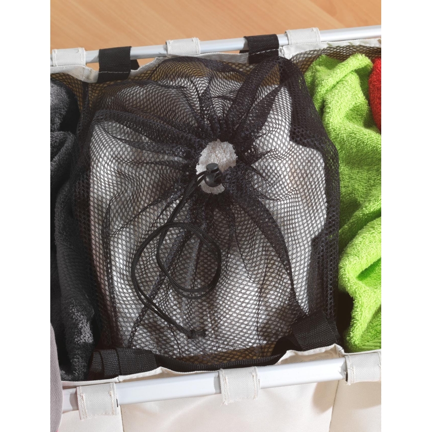 WENKO 3440113100 - Wasmand TRIO 63x57 cm beige/zwart/zilver