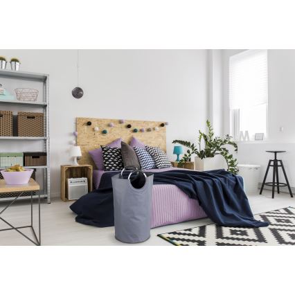 WENKO 3440803100 - Wasmand JUMBO 38x72 cm antraciet/zilver/zwart