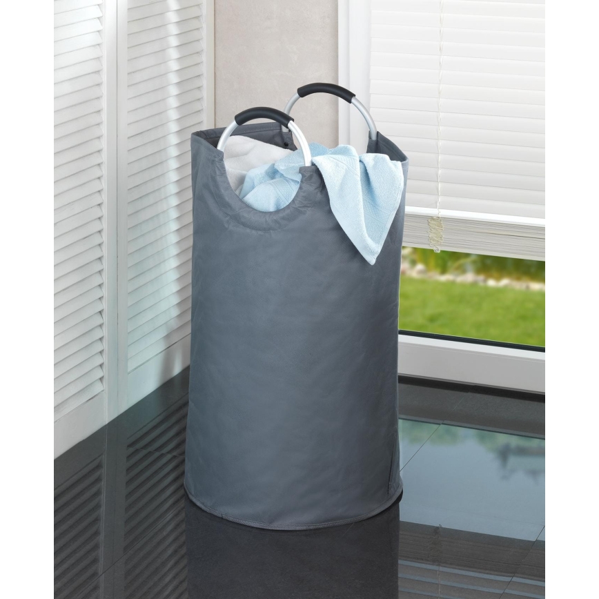 WENKO 3440803100 - Wasmand JUMBO 38x72 cm antraciet/zilver/zwart