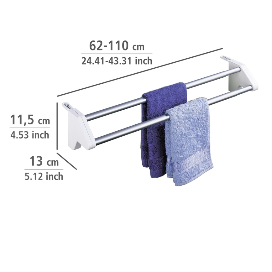 WENKO 3702100 - Handdoekhouder 13x11,5 cm zilver/wit