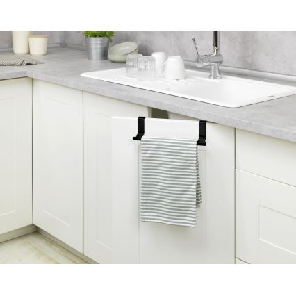 WENKO 53246100 - Handdoekhouder 7x6 cm RVS/zwart