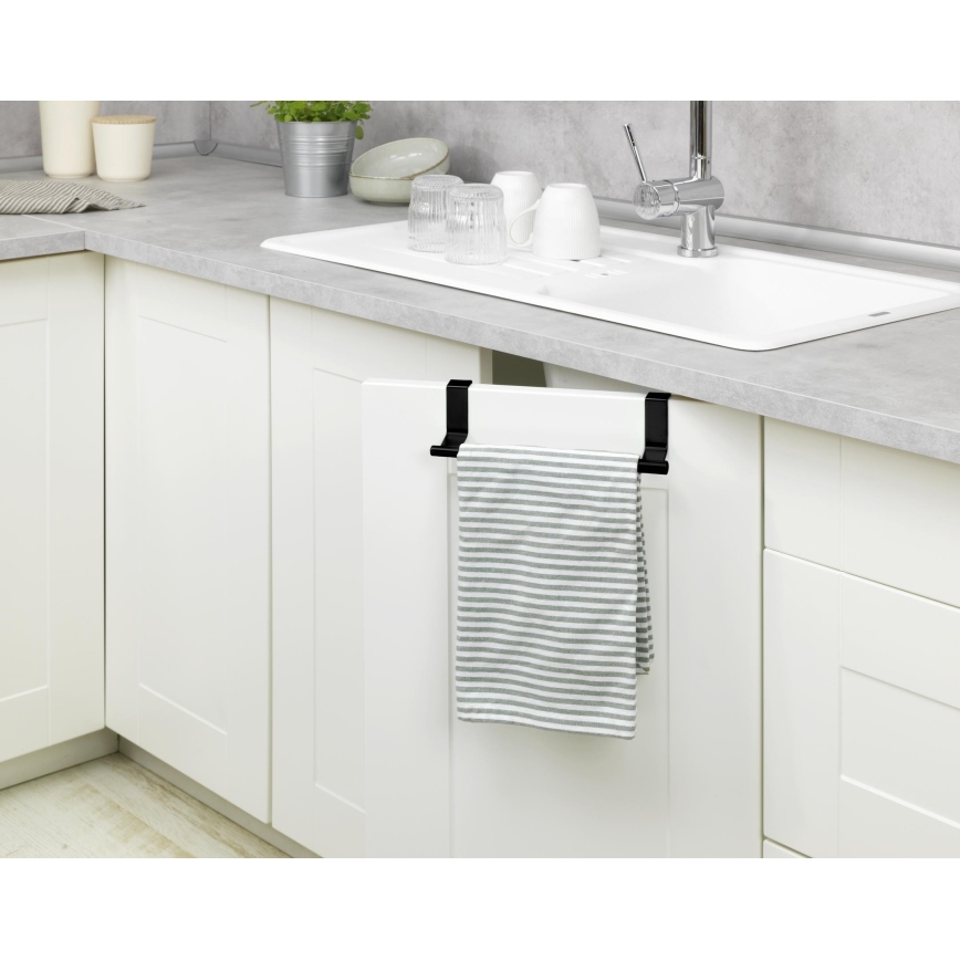 WENKO 53246100 - Handdoekhouder 7x6 cm RVS/zwart