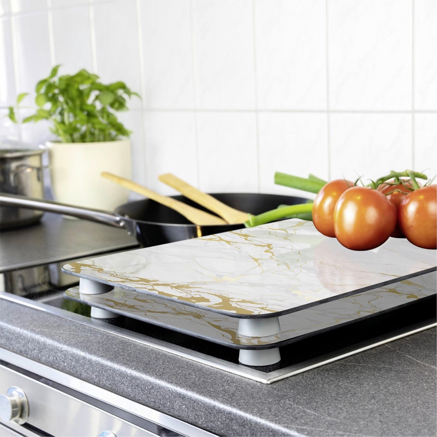 WENKO 53901100 - Afdekking voor kookplaat 30x52 cm wit/grijs/transparant