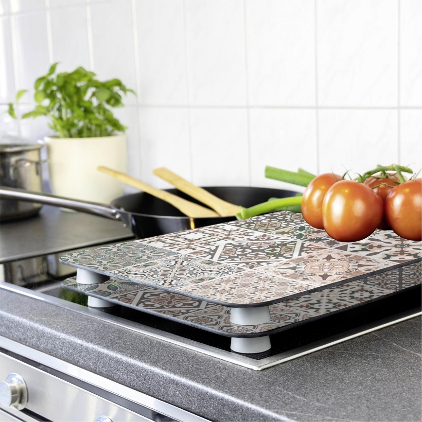 WENKO 53904100 - Afdekking voor kookplaat 30x52 cm veelkleurig/grijs/doorzichtig