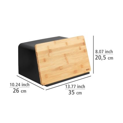 WENKO 54098100 - Broodtrommel KUBO 35x26,5 cm zwart/bruin