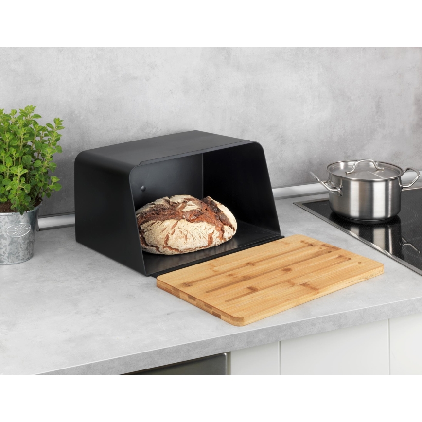 WENKO 54098100 - Broodtrommel KUBO 35x26,5 cm zwart/bruin