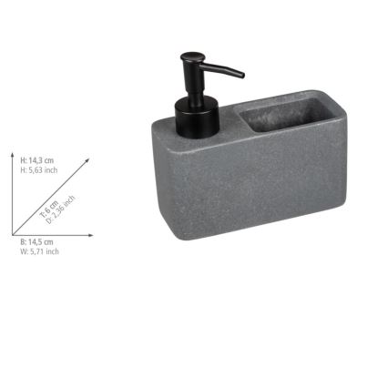 WENKO 54669100 - Zeepdispenser RESA 14,5x14,3 cm grijs/zwart