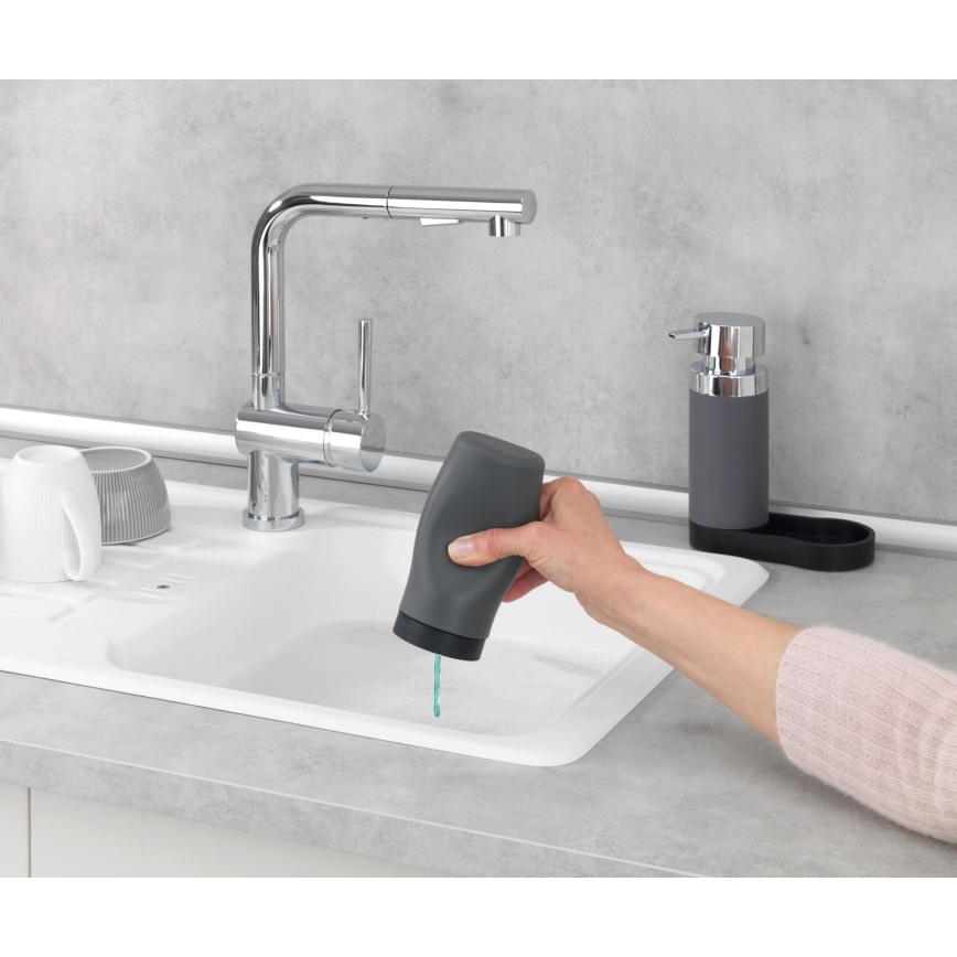 WENKO 54735100 - Schoonmaakstation EASY SQUEEZ-E 15x18 cm grijs/grijs