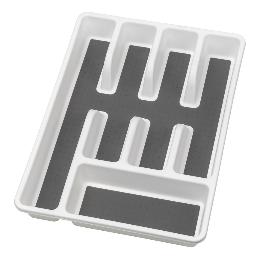 WENKO 54788100 - Bestekbak 26,5 x 36,5 cm, wit/grijs