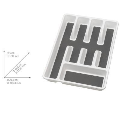 WENKO 54788100 - Bestekbak 26,5 x 36,5 cm, wit/grijs