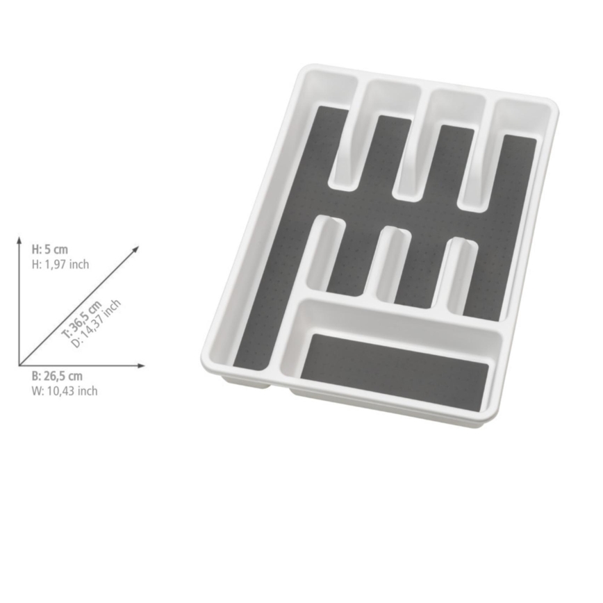 WENKO 54788100 - Bestekbak 26,5 x 36,5 cm, wit/grijs