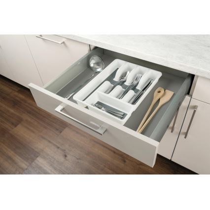 WENKO 54788100 - Bestekbak 26,5 x 36,5 cm, wit/grijs