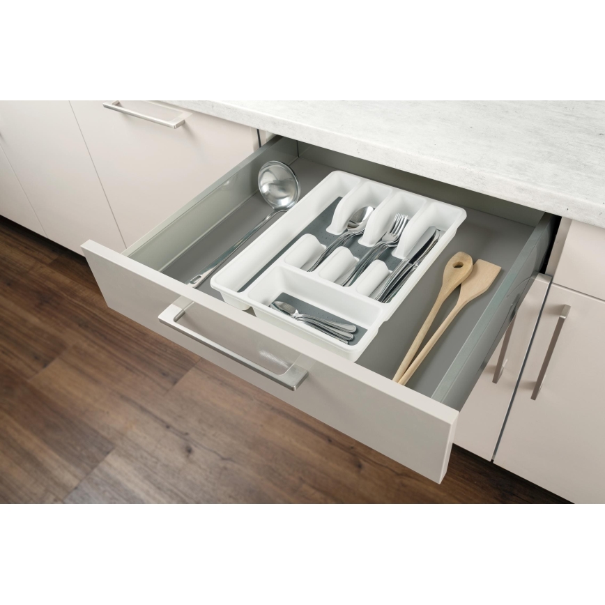 WENKO 54788100 - Bestekbak 26,5 x 36,5 cm, wit/grijs