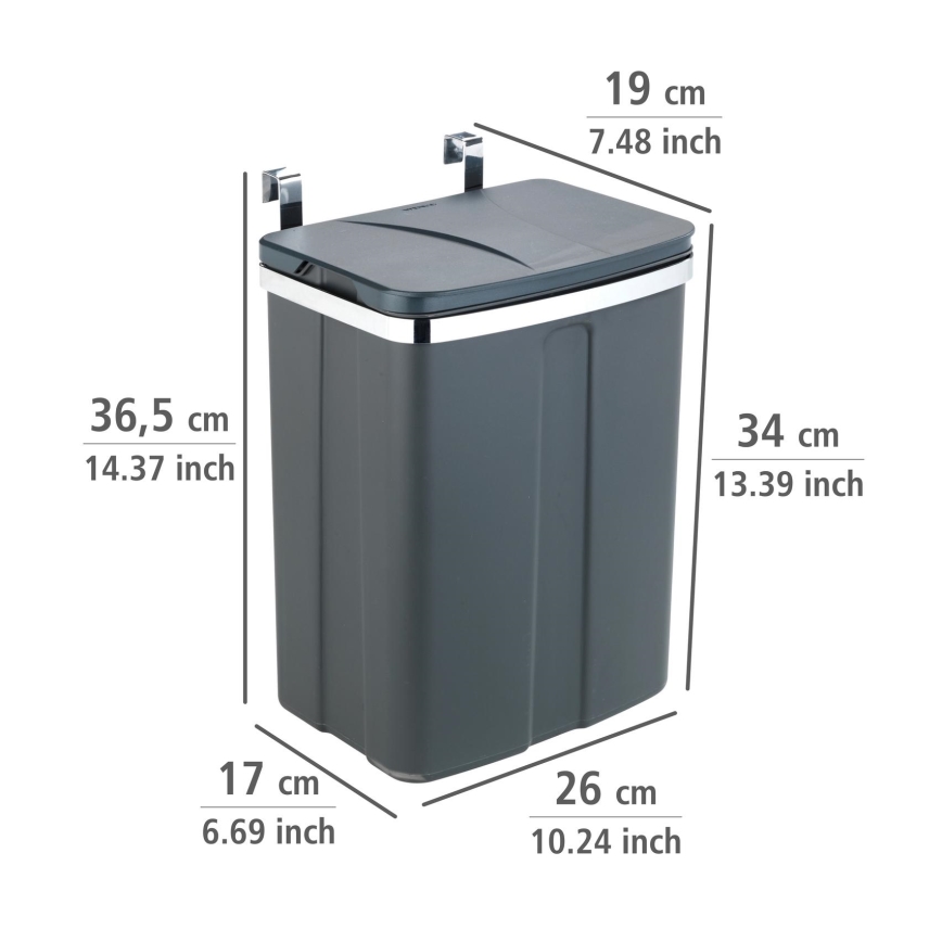 WENKO 54903100 - Mand voor deurmontage 26x36,5 cm grijs/zilver