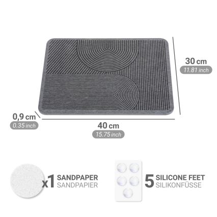 WENKO 54955100 - Afdruipmat DAMON 40x30 cm diatomiet/grijs