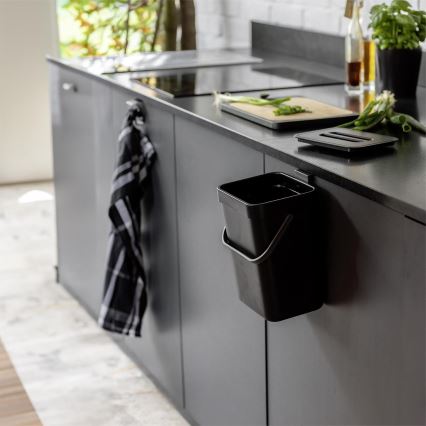 WENKO 55027100 - Afvalemmer BLACK OUTDOOR KITCHEN 19x24 cm zwart/grijs/transparant