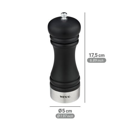 WENKO 55083100-Pepermolen BLACK OUTDOOR KITCHEN 5x17,5 cm zwart/wit