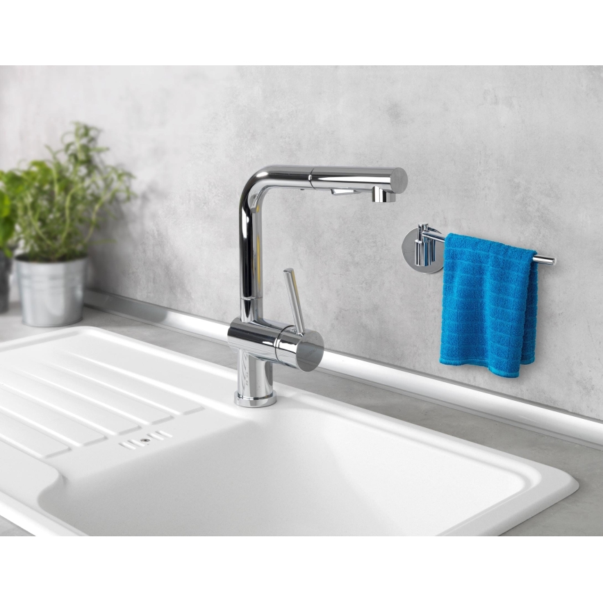WENKO 5639100 - Keukenrolhouder TURBO-LOC KÜCHE 23x6,5 cm RVS/zilverkleurig