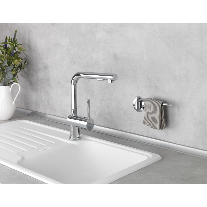 WENKO 5639100 - Keukenrolhouder TURBO-LOC KÜCHE 23x6,5 cm RVS/zilverkleurig