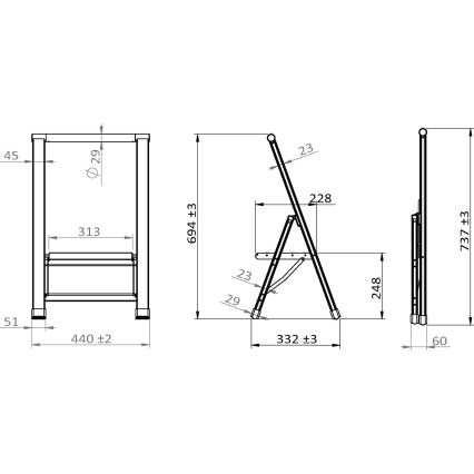 WENKO 601011100 - ALU-DESIGN opstapje 44x101 cm zilver/zwart