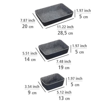 WENKO 64502100 - Lade-organizer FELT 28,5x20 cm grijs