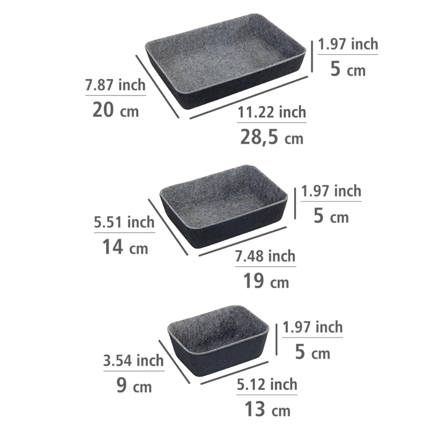 WENKO 64502100 - Lade-organizer FELT 28,5x20 cm grijs