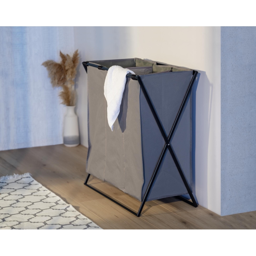 WENKO 71297800 - Wasmand TRIO 69 x 76 cm grijs/zwart