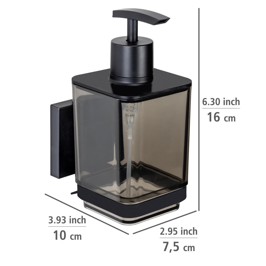 WENKO 71444800 - Zeepdispenser VACUUM-LOC QUADRO ED 7,5x16 cm zwart