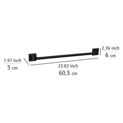WENKO 71445800 - Handdoekstang VACUUM-LOC QUADRO ED 60,5x6 cm zwart