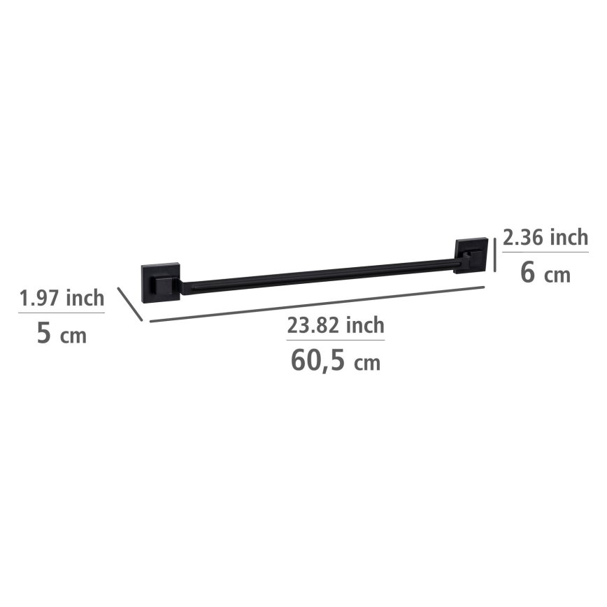 WENKO 71445800 - Handdoekstang VACUUM-LOC QUADRO ED 60,5x6 cm zwart
