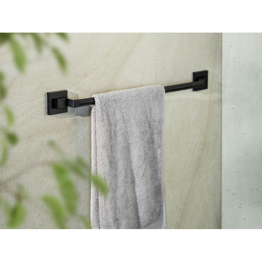 WENKO 71445800 - Handdoekstang VACUUM-LOC QUADRO ED 60,5x6 cm zwart
