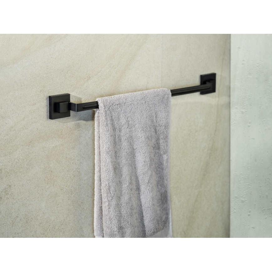 WENKO 71445800 - Handdoekstang VACUUM-LOC QUADRO ED 60,5x6 cm zwart