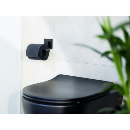 WENKO 71447800 - Toiletrolhouder VACUUM-LOC QUADRO ED 14x11 cm zwart