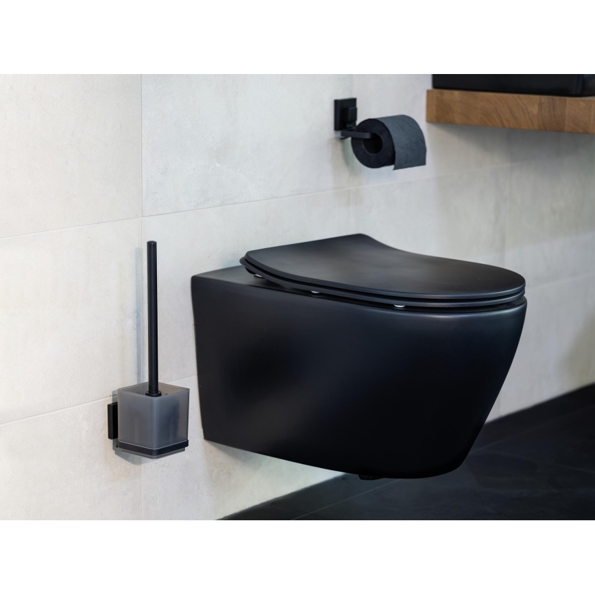 WENKO 71447800 - Toiletrolhouder VACUUM-LOC QUADRO ED 14x11 cm zwart