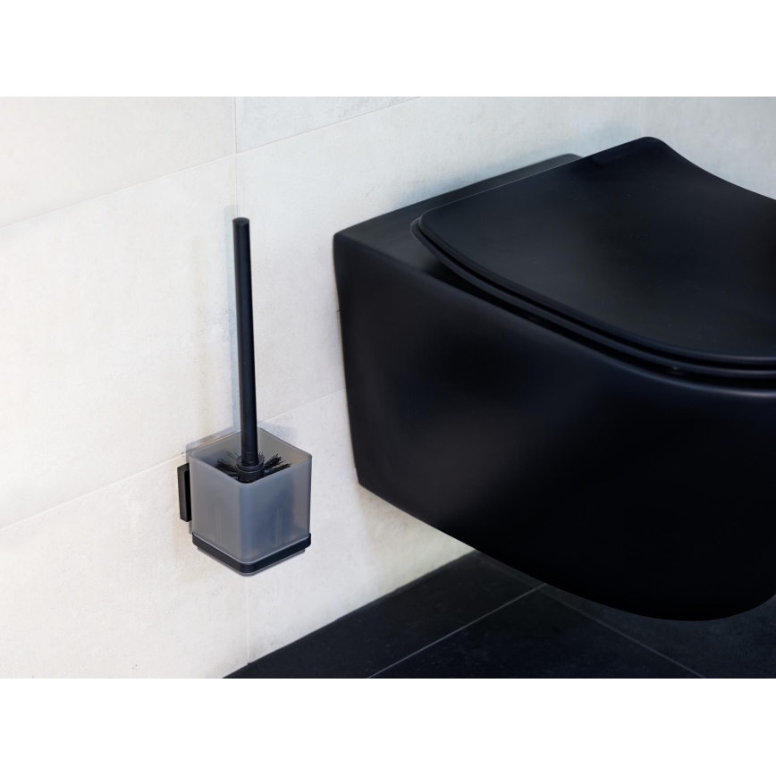 WENKO 71450800 - WC-set VACUUM-LOC QUADRO ED 9,5x37 cm zwart