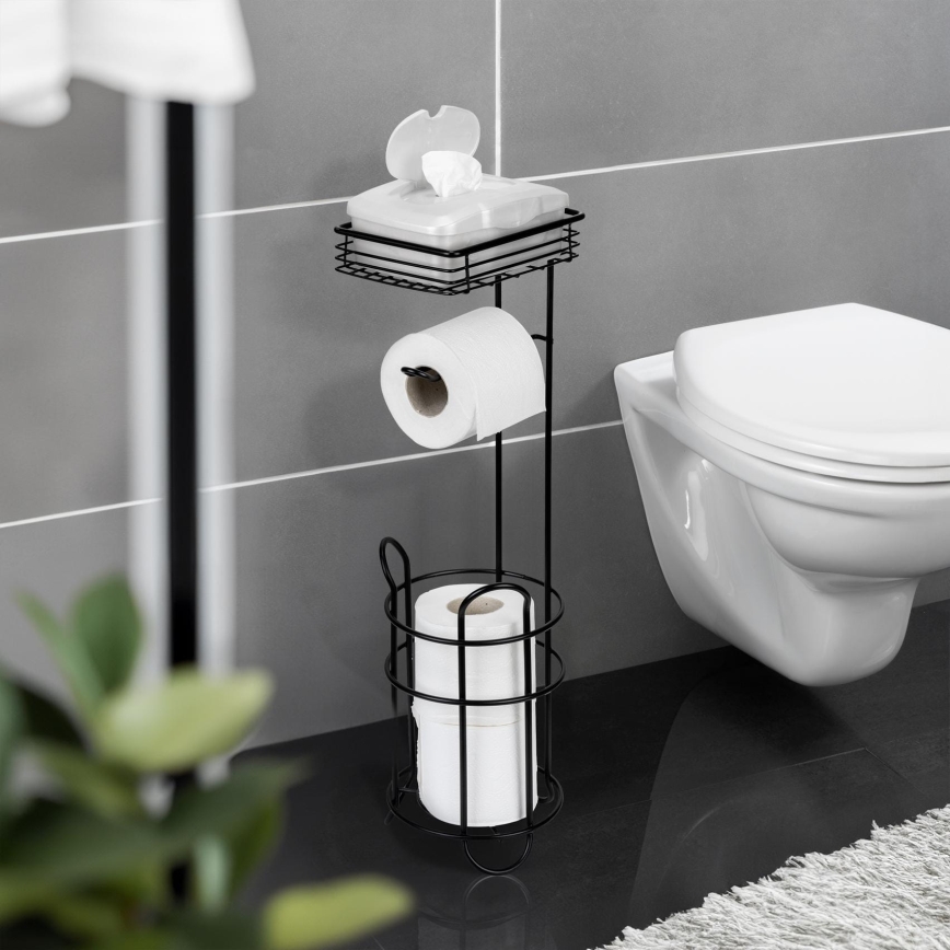 WENKO 71451800 - Toiletpapierhouder 16x59 cm zwart